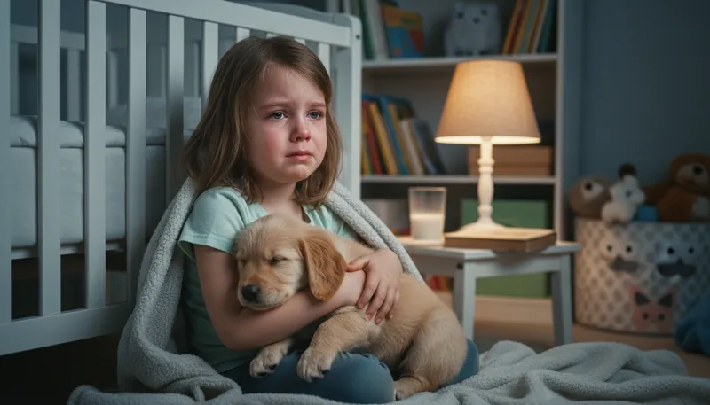 Illustration of tears before bedtime: crying or sadness before sleep
