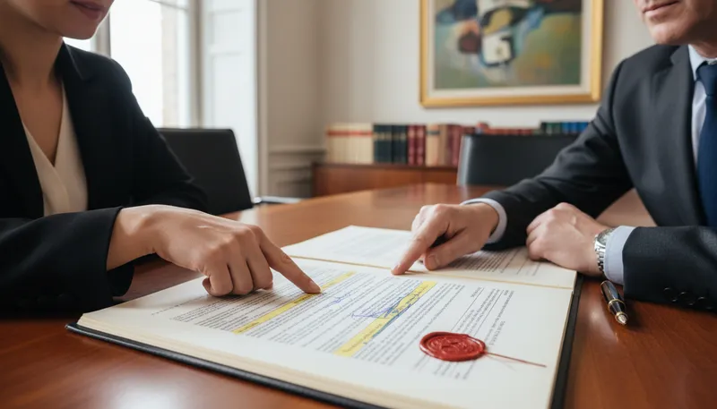 Illustration of contractual: related to a formal agreement or contract.