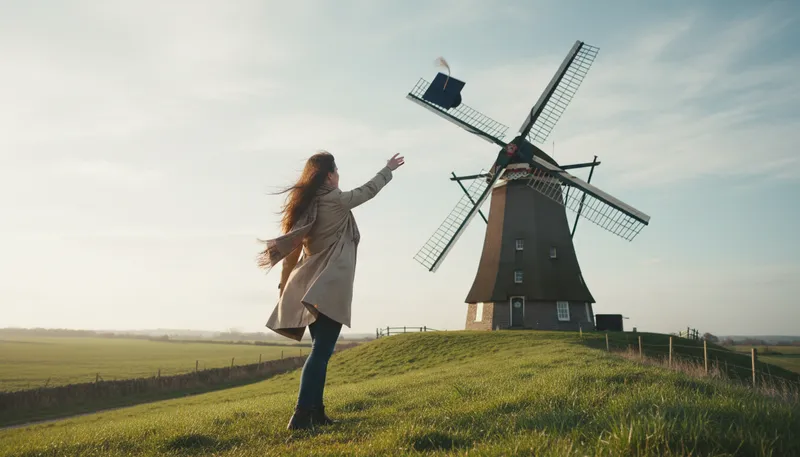 Illustration of throw one's cap over the windmill: Commit to a risky venture.