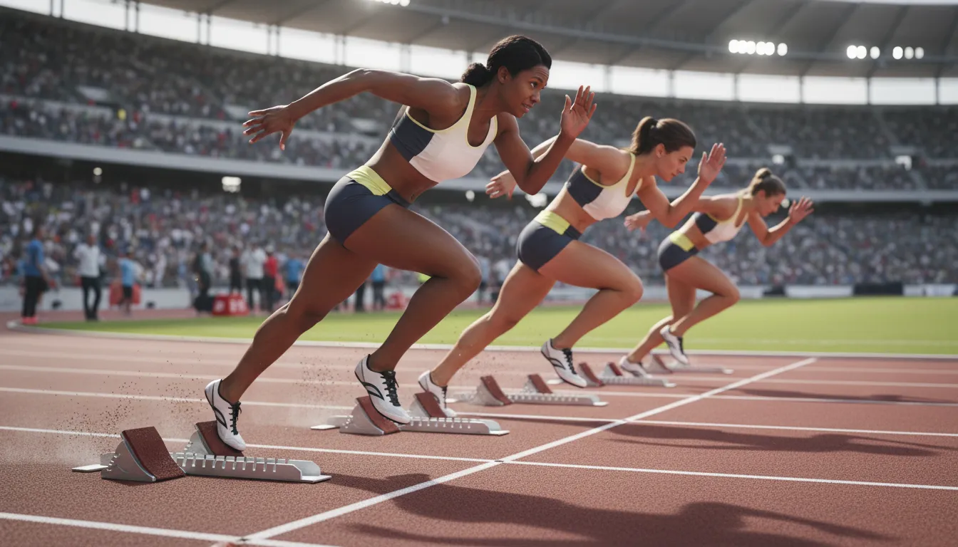 Illustration von race out of the traps: to start quickly and energetically