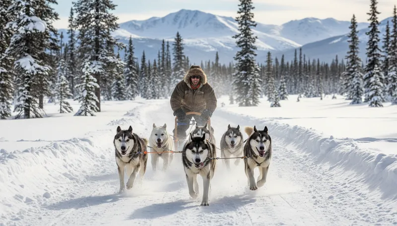 Illustration of mush: a command used for sled dogs to run