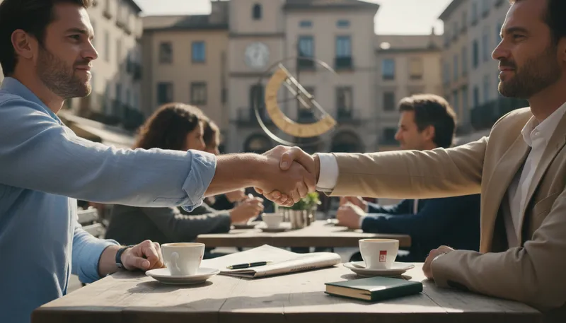 Illustration of here's the deal: An introduction to a proposal or arrangement.