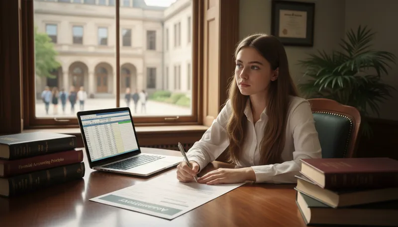 Illustration of accountancy: The profession or practice of financial recordkeeping.