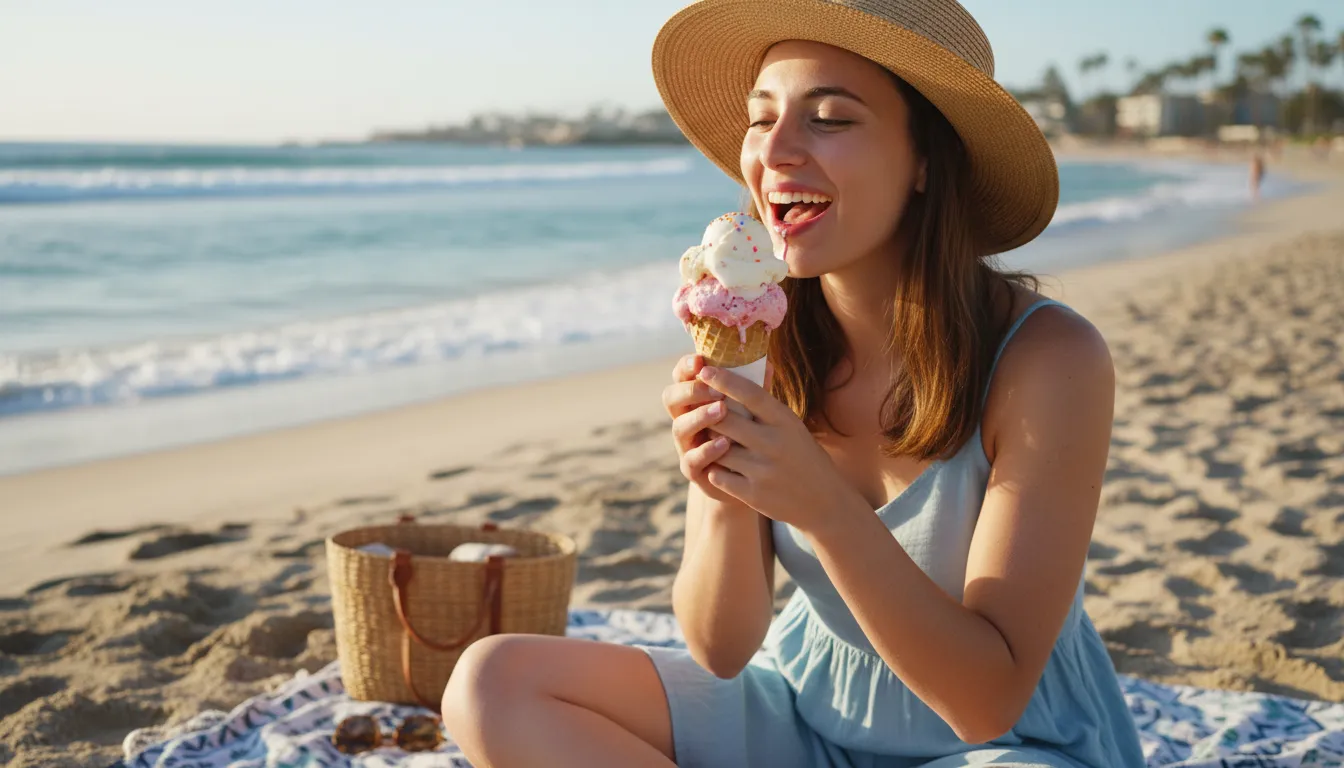 Illustration of ice cream: A sweet frozen food made with milk or cream.