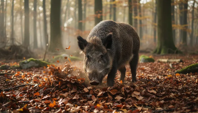 Illustration of boar: Wild pig with tusks.