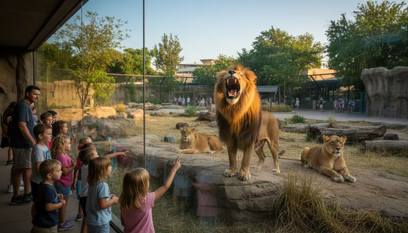 Illustration of zoo: a place where animals are kept for public display.