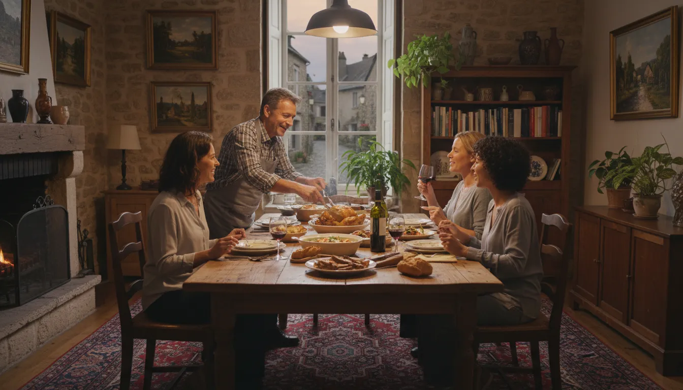 Ilustrasi chez: at the home of