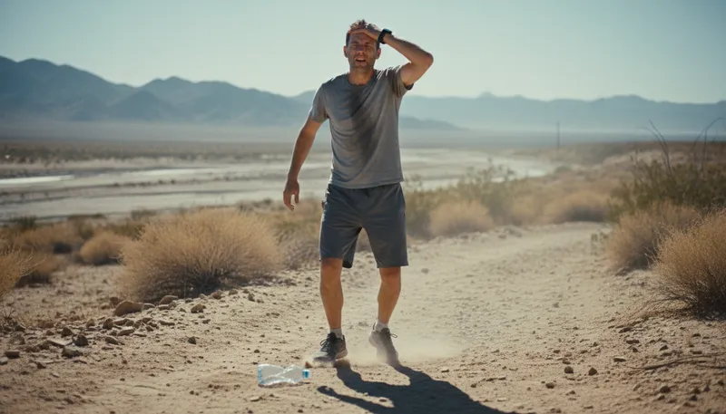 Illustration of dehydration: Loss of water from the body.