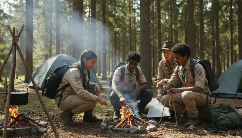 Illustration of bsa: Boy Scouts of America, youth organization.