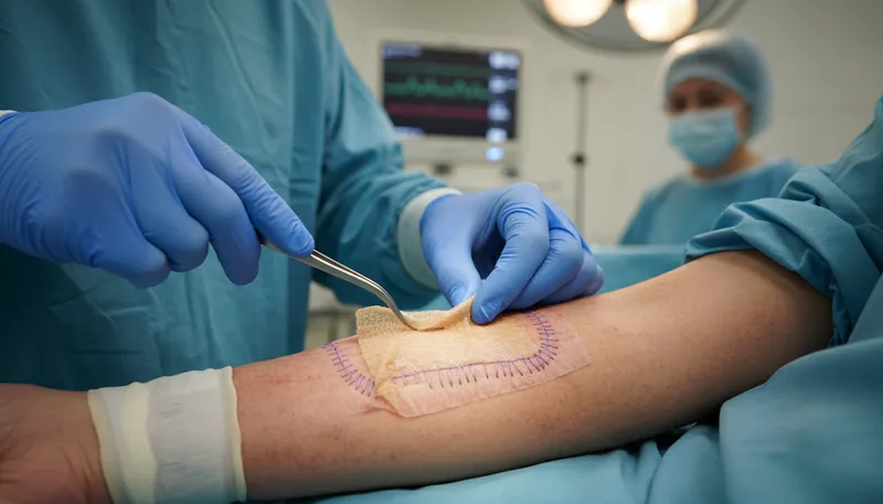 Illustration of graft: A piece of living tissue transplanted surgically.