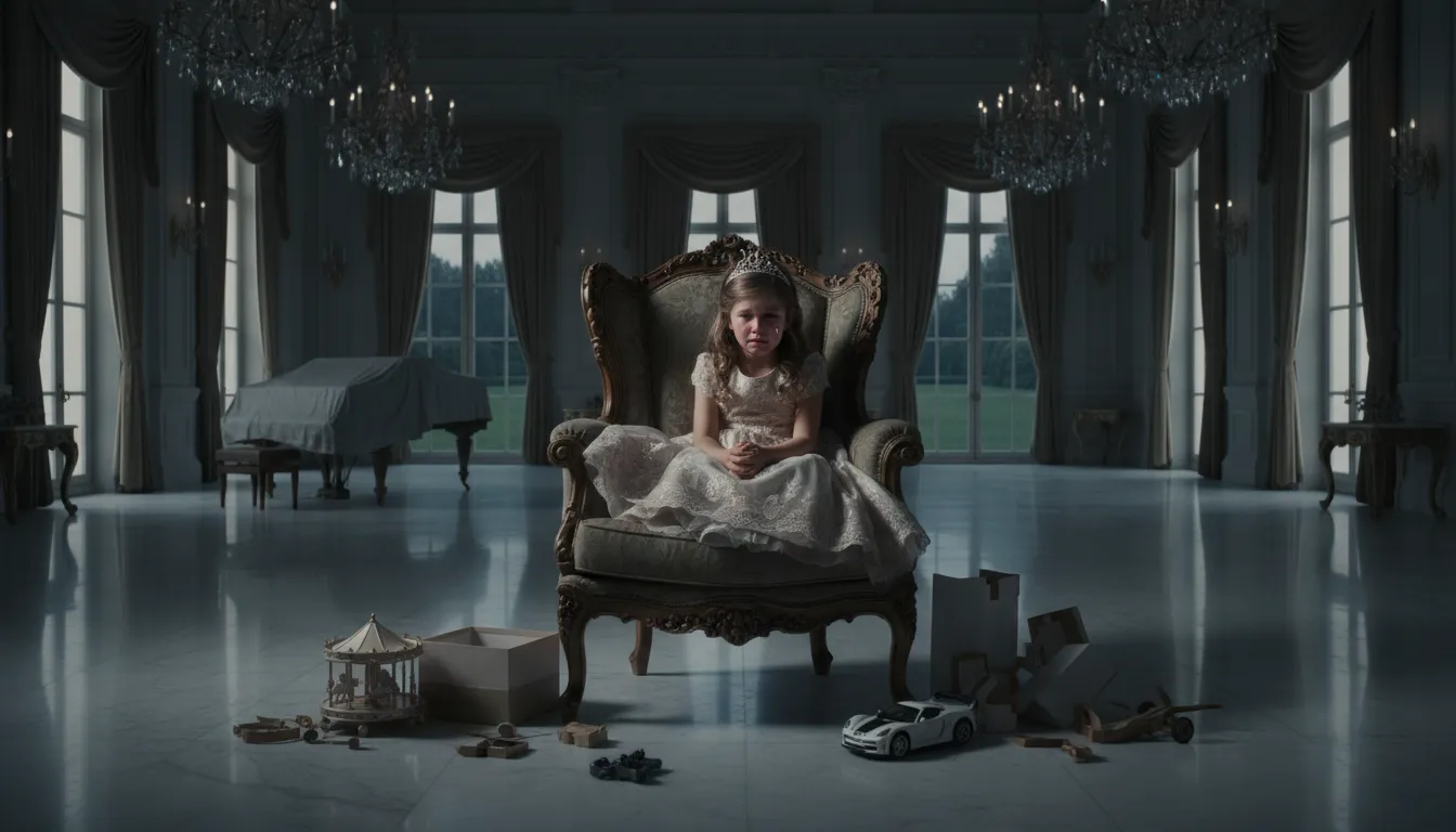Ilustração de poor little rich girl: A wealthy girl who feels unhappy or unfulfilled.