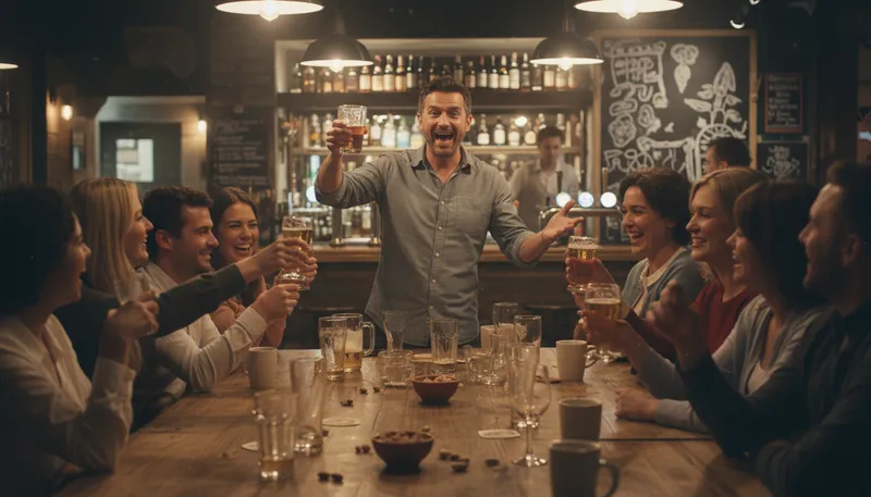 Illustration of the drinks are on me: offering to pay for everyone's drinks