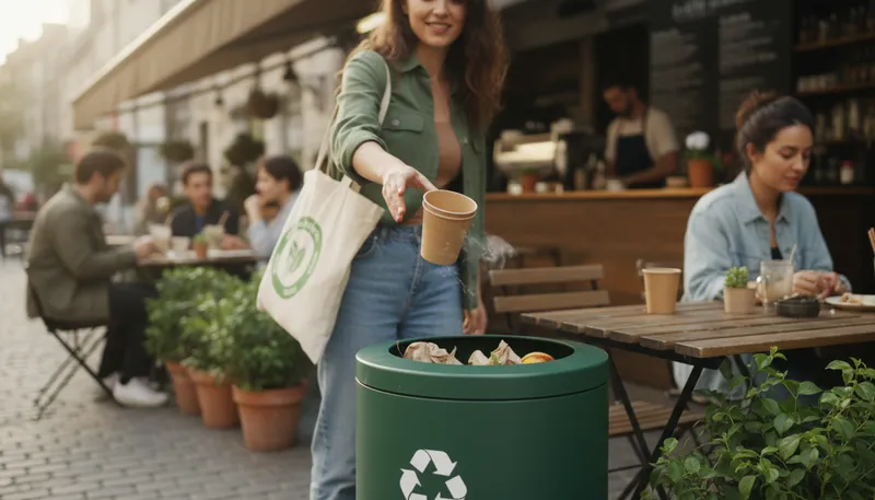 Illustration of compostable: able to break down into natural materials