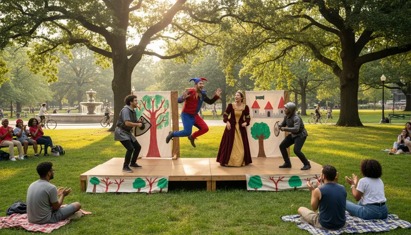 Illustration of perform: to present a play or show