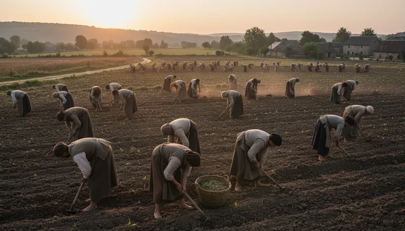 Illustration of peasantry: The class of rural, low-income farmers.