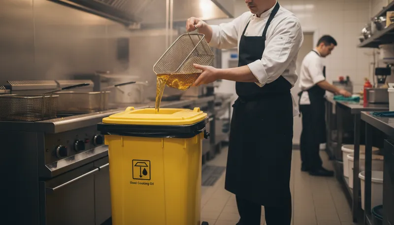 Illustration of yellow grease: used cooking oil, often from frying food