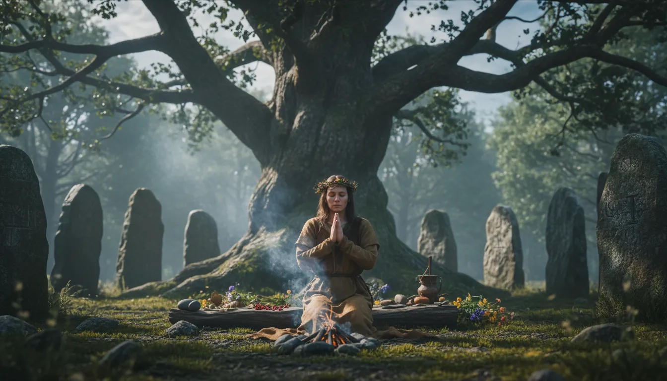 Ilustración de pagan: A person practicing a polytheistic religion.