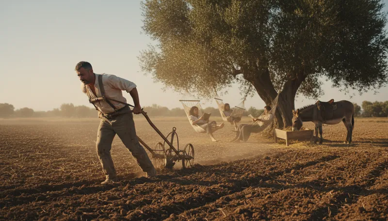 Illustration of donkey work: Dull, hard, or menial tasks.