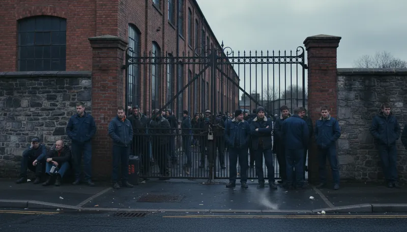 Illustration of lockout: A situation where employees are barred from work.
