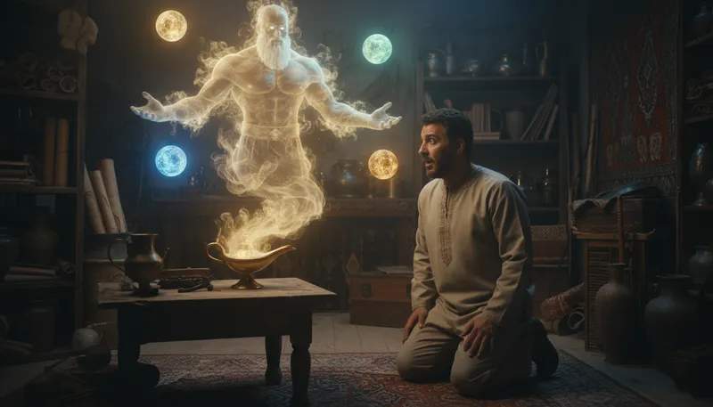 Illustration of jin: A spirit or supernatural being in folklore.