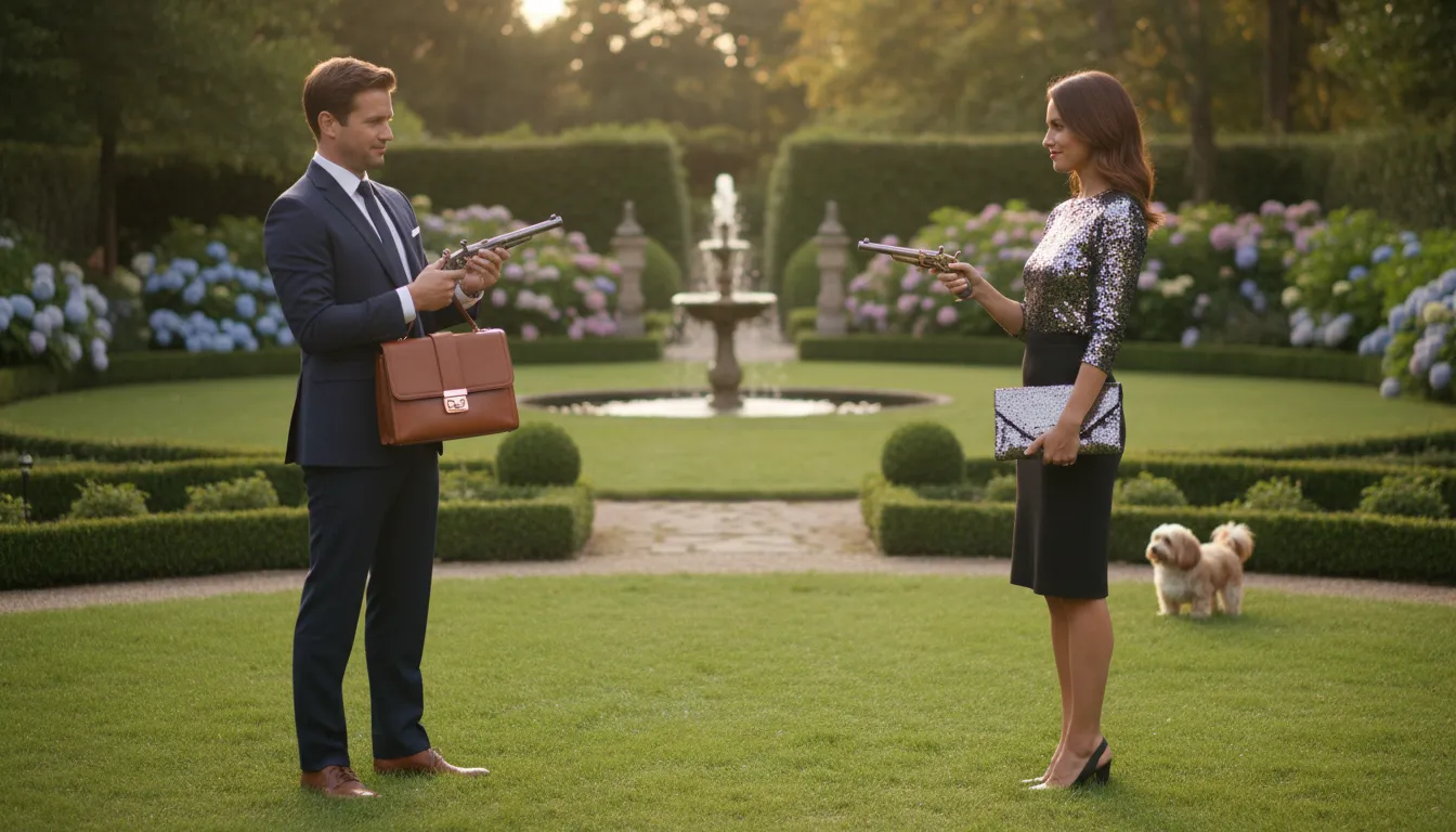 Illustrazione di handbags at ten paces: A petty or harmless argument.