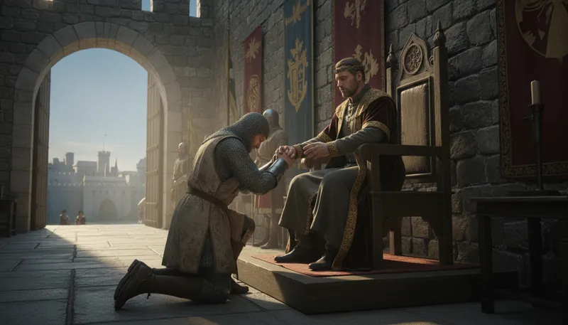 Illustration of vassal: a person under the protection of a lord.