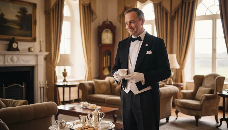 Illustration of jeeves: A name often used for a helpful butler.