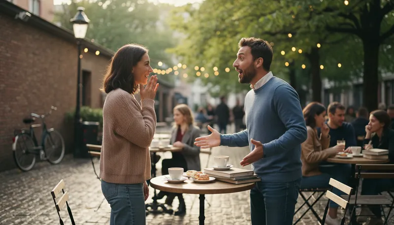 Illustration of small world: unexpected connection between people.