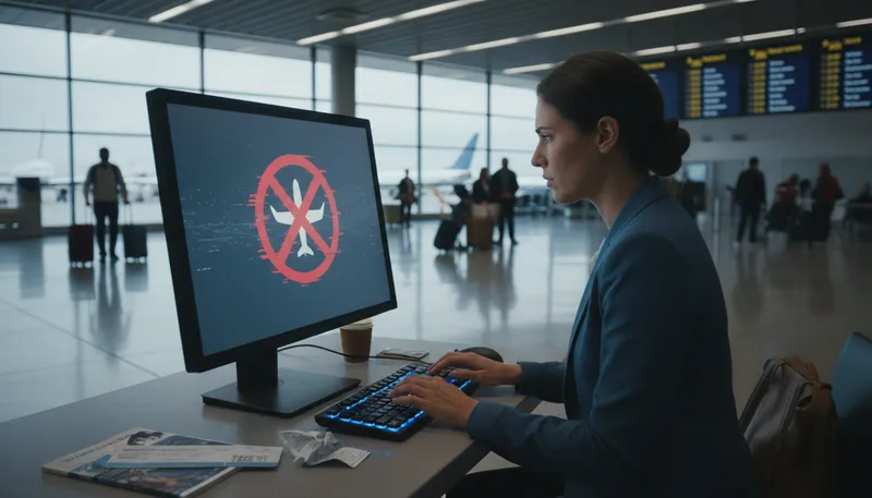 Illustration of the computer says no: A refusal from a system or authority.