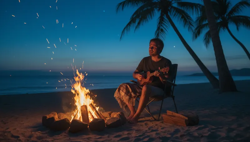 Illustration of ukulele: A small stringed musical instrument from Hawaii.