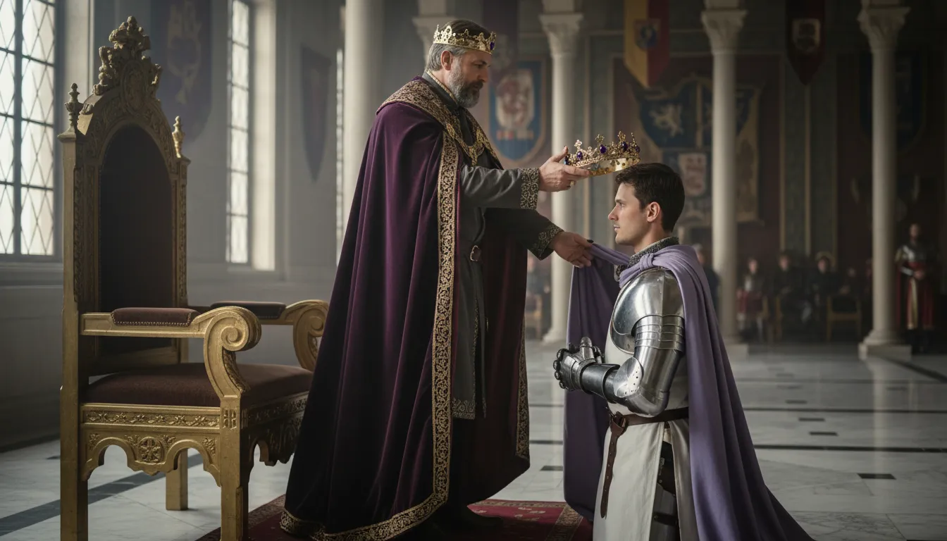 raise to the purple 일러스트: to elevate someone's status or rank