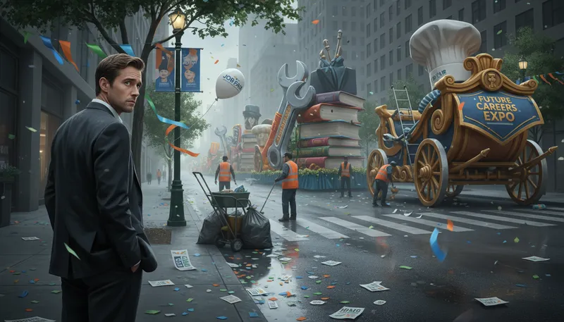 Illustration of parade passed someone by: to miss opportunities or events happening