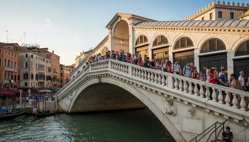 Illustration of rialto: A famous bridge in Venice, Italy.