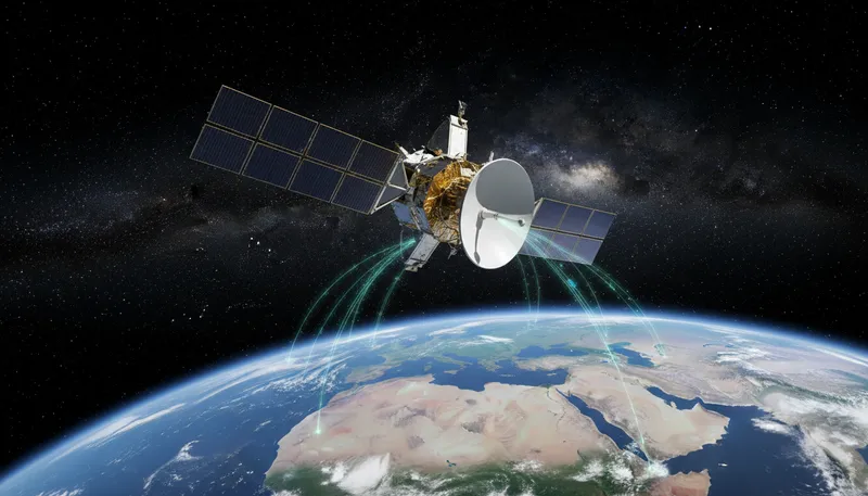 Illustration of satellite: dependent entity orbiting a larger body