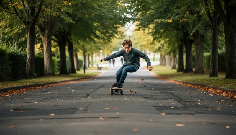 Illustration of skateboard: A board with wheels used for riding tricks.