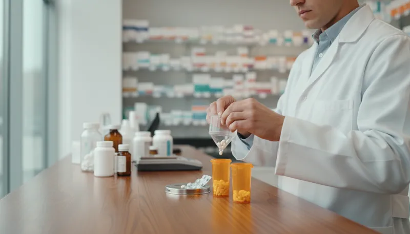 Illustration of pharmacist: A person who dispenses medications.