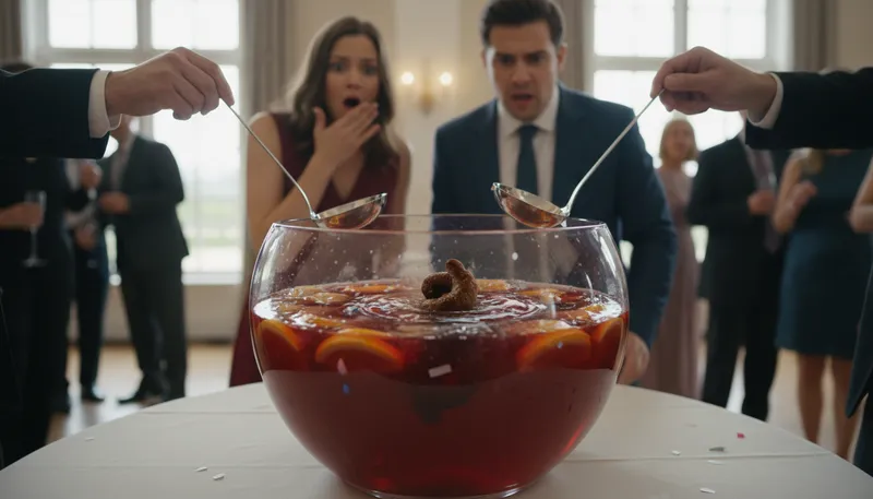 Illustration of turd in the punchbowl: An unwelcome element ruining a situation.