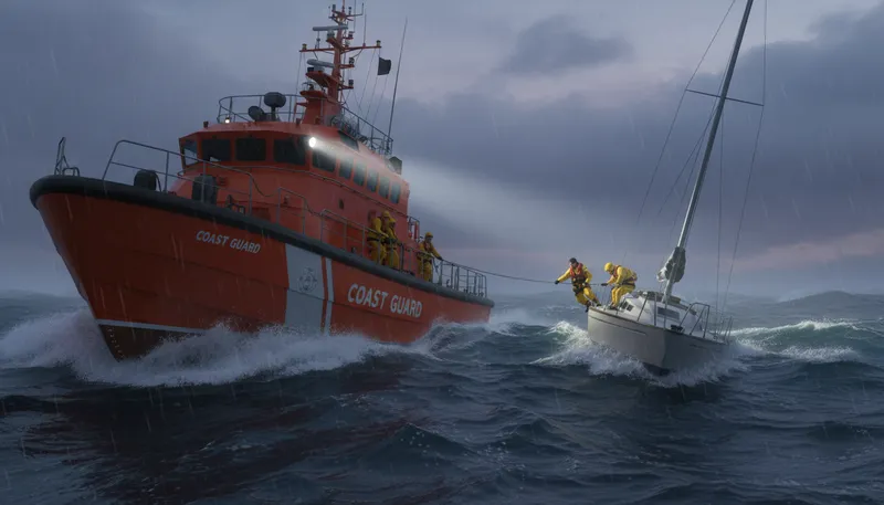 Illustration of coastguard: A maritime security organization protecting coasts.