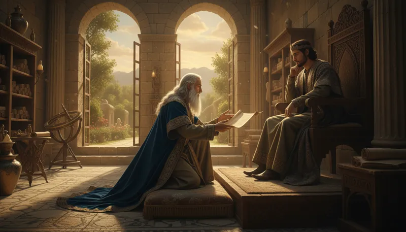 Illustration of vizier: A high-ranking political advisor or minister.