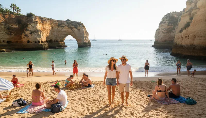 Illustration of algarve: A region in Portugal known for beaches.