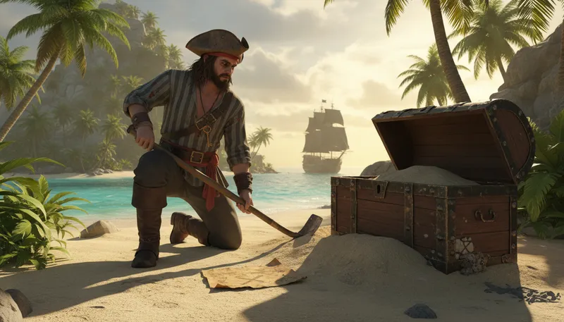 Illustration of pirate: A person who attacks ships at sea.