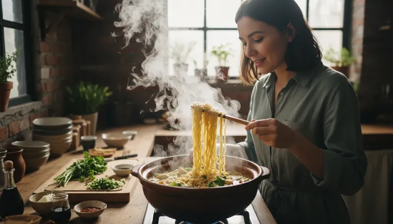 Illustration of noodle: A type of thin pasta.