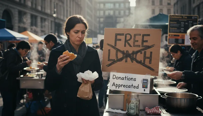 Illustration of there's no such thing as a free lunch: Everything has a hidden cost.