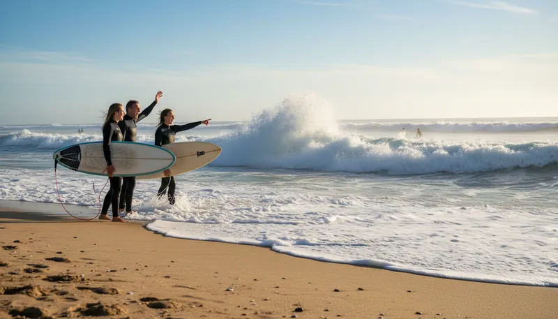 Illustration of surf's up: A phrase indicating good conditions for surfing.