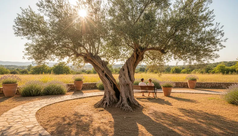 Illustration of olive: a tree that produces olives