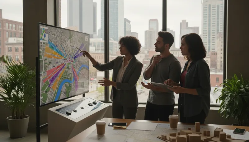 Illustration of gis: System for mapping and analyzing geographic data.