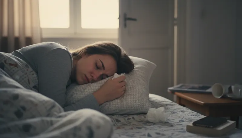 Illustration of cry oneself to sleep: To weep until falling asleep.