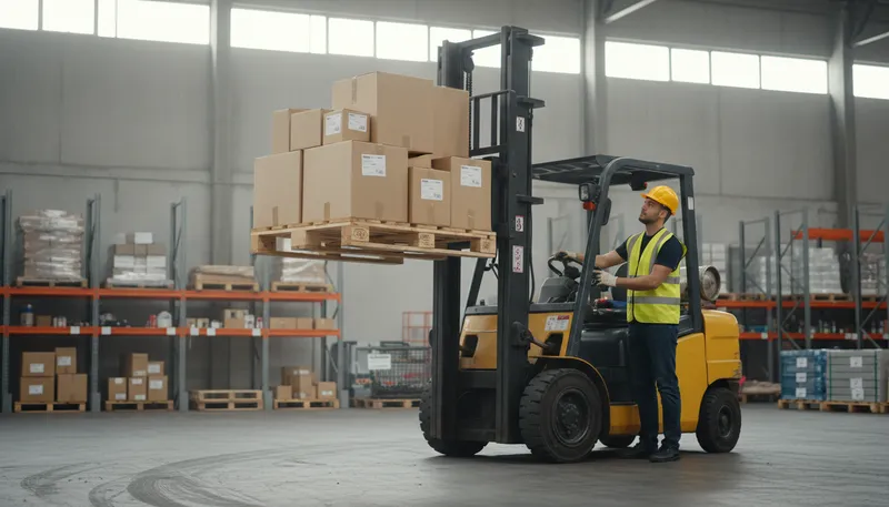 Illustration of forklift: A machine for lifting heavy loads.
