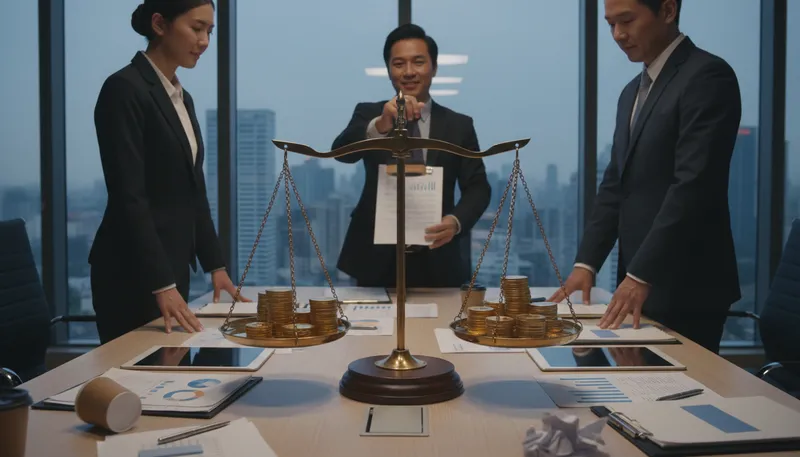 Illustration of balance out: to make equal or fair