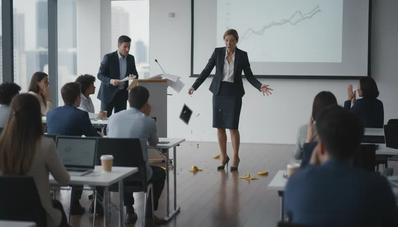 Illustration of slip up: to make a mistake.